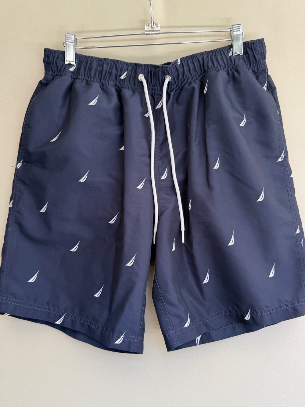 Nautica Navy Swim Trunks with White Sail Print